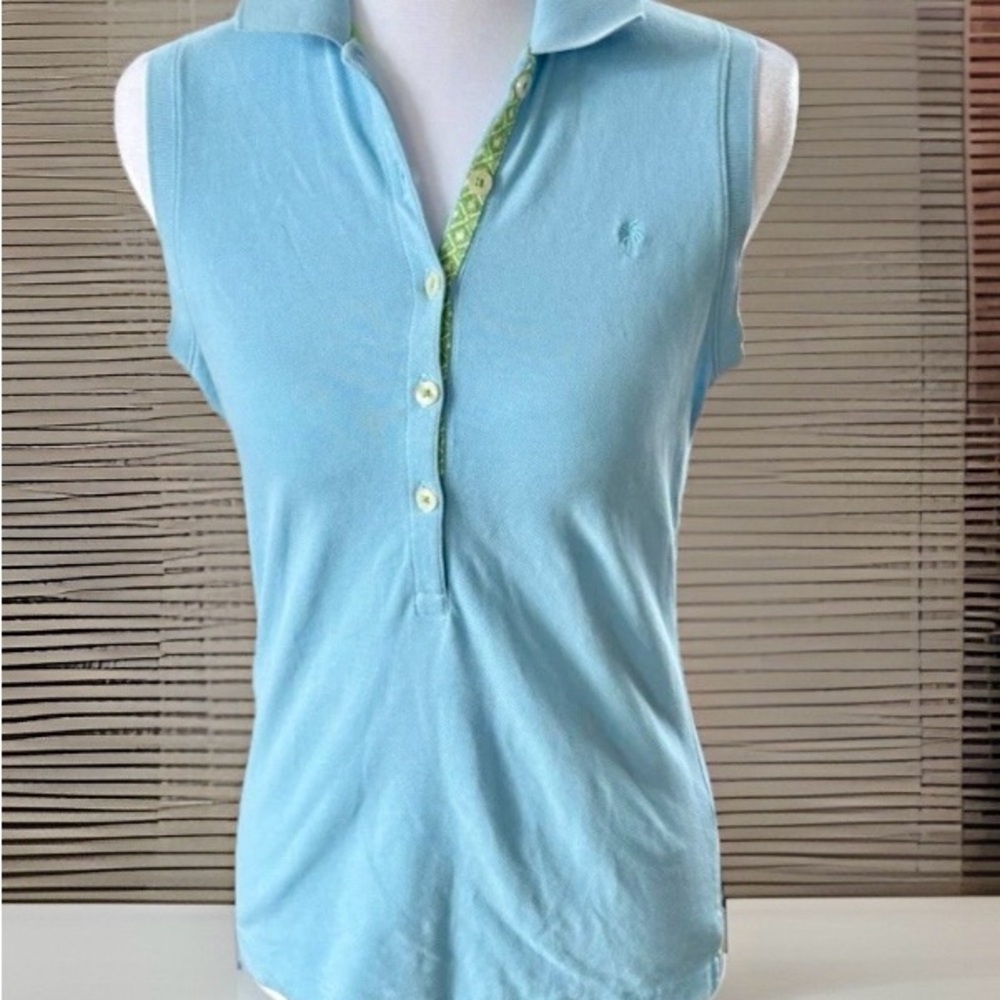 Vintage Lilly Pulitzer Light Blue Sleeveless Polo Top